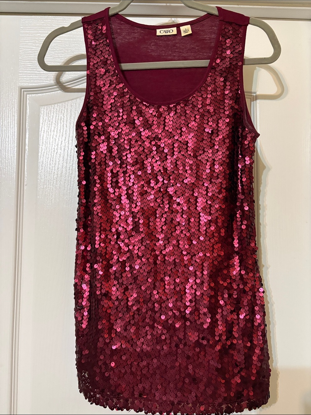 Cato Fuchsia Sequin Sleeveless Tank Top